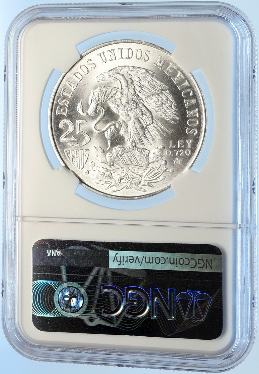 1968 Mexico XIX Olympic Games AZTEC Ball Player 25 Pesos Silver