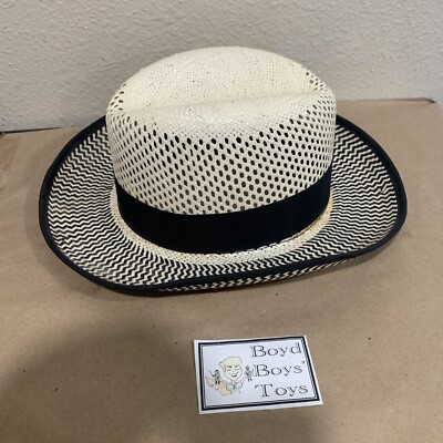 Scala Fedora Hat Medium Vintage Black White Woven