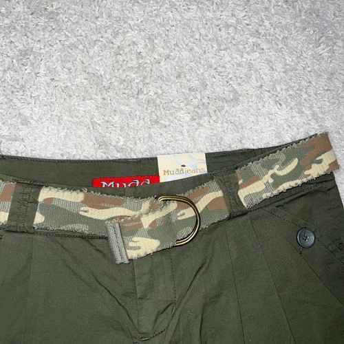NEW Vintage MUDD jeans olive green shorts with camo belt size 9 - Picture 5 of 6