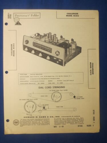 Challenger RC412 Manuel d'informations de service schéma et liste de pièces Sams Photofact 1960 - Photo 1 sur 1