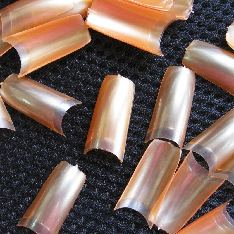 20pc / 100pc Set PEARL Shimmer Coloured FALSE NAIL TIPS Fake Half Moon Acrylic  - Image 4 of 4