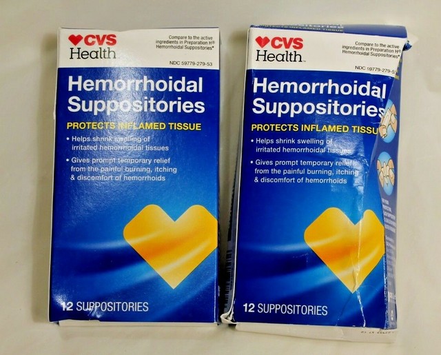 Lot of 2 CVS Hemorrhoidal Suppositories 12 Per Box like Preparation H