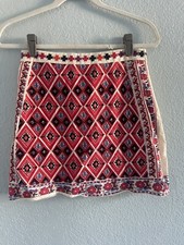 Blush Geometric Embroidered Colorful Mini Skirt Small