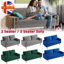 2/3 Seater Velvet Sofa Modern Linen Couch Love Seat Settee Button Tufted Cushion
