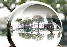 80mm Stand Asian Rare Natural Quartz Clear Magic Crystal Healing Ball Sphere