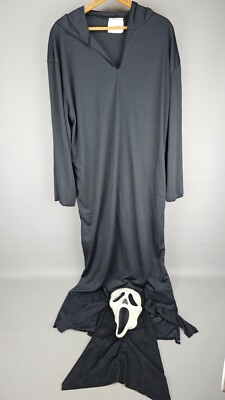 Vtg Easter Unlimited Inc. Ghost Face Scream Mask Glow In Dark + 1996 Black Gown