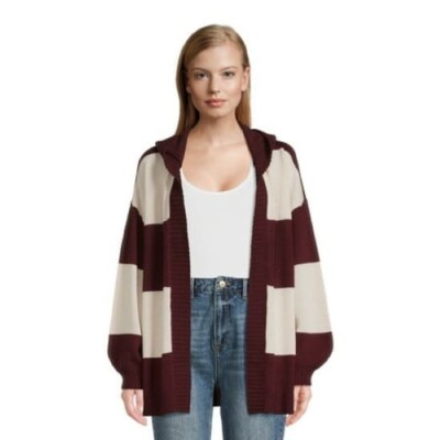 RD Style Women s Hooded Cardigan Size Medium Burgundy