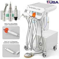 Portable Dental Delivery Unit Cart+LED Curing Light+Ultrasonic Scaler+Handpiece