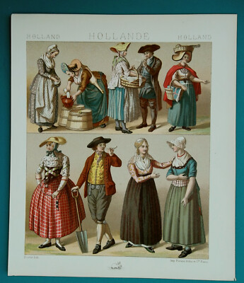 HOLLAND Costume Fashion Zeeland Peasant Fisherman 1888