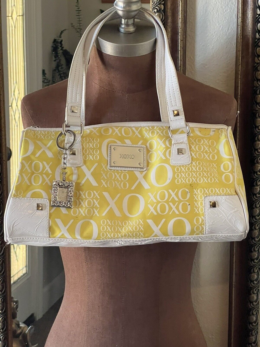 Yellow and White XOXO brand Purse With Bling Hand Bag 8x14x4