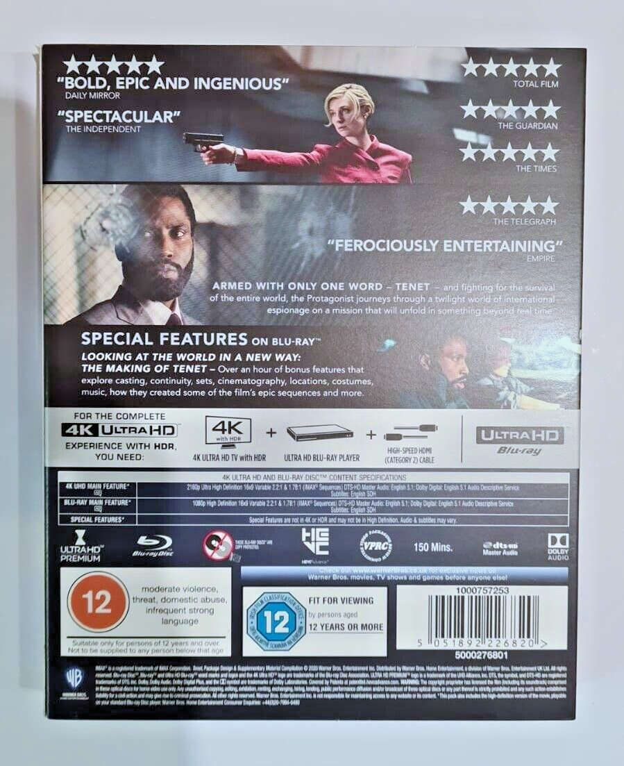 Dialogue Tenet Subtitle 4K UHD BLU-RAY TENET BRAND NEW SEALED UK