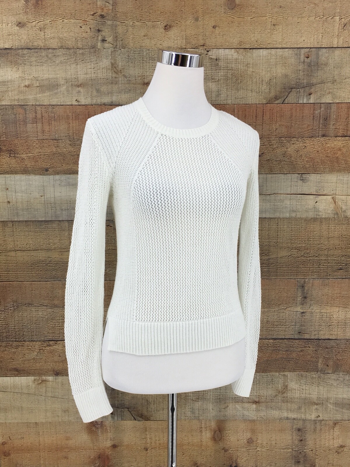 Athleta Women's Mesh Pullover Sweater Long Sleeve Whi… - Gem