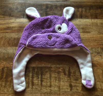 Girls Winter Hat Cap Size 4-7Y Small/Medium Purple Puppy Dog Fits Ages 4-7 Years