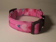 Wet Nose Designs Valentines Day Blues Hearts and Arrows Dog Collar Pink Blue