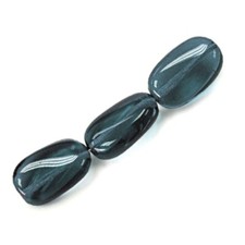 25 Preciosa Czech Montana Blue Glass Beads 14x8mm Wavy Oval Boho Pressed DIY
