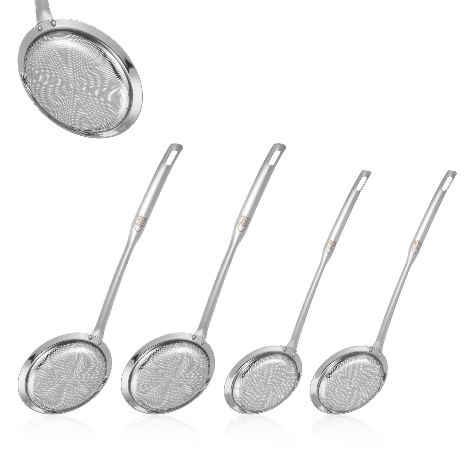 Stainless Steel Fine Mesh Strainer Set of 4 Fine Mesh Sieve for Kitchen Cooki...