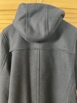 NIGEL CABOURN UTILITY Wool Duffle Coat Black Graphite Hooded Size