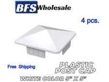 Plastic Fence POST CAP  "Internal" 5 x 5 inches, 4 pieces  WHITE color,