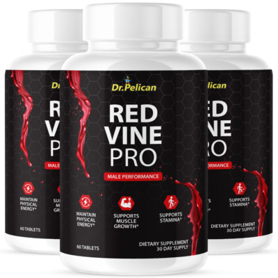 Red Vine Pro- Men's Health & Bodybuilding- 3 Bottles- 180 Tablets