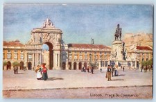 1910 London England Tuck Vintage Postcard Lisboa Praca Do Cmmercio Statue Arch