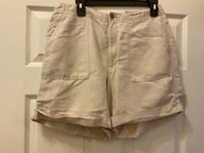 LIZ CLAIBORNE Lizwear Cuffed Shorts Tan Linen Blend Women s Size 12