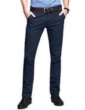 Mens Chino Trousers Slim Fit Stretch Casual Jeans westAce Cotton Designer Pants
