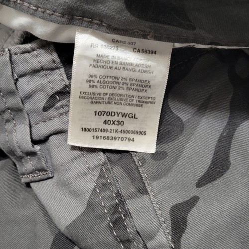 Wrangler Cargo Pants Mens 40x30 Gray Black Camo Regular Taper Stretch - Picture 4 of 7
