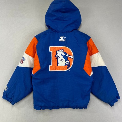 VTG 90s Denver Broncos STARTER Jacket Youth Small NFL Pro Line Rare Hooded - Picture 2 of 12