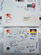 Biathlon WM 1990 Minsk UdSSR Autogramme Team Deutschland Fritz Fischer DSV