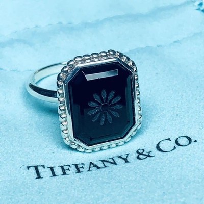 Authentic Tiffany & Co Sterling Silver Ziegfeld Black Onyx Daisy