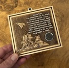 Iwo Jima Flag Raising Sand In A Wood Plaque USMC WWll — photo 2