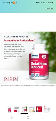 Jarrow Glutathione Reduced Antioxidant 500 mg New | eBay UK
