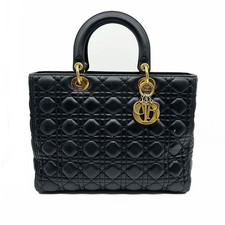 Christian Dior Black Lambskin Lady Dior Canna...