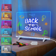 LED Note Board with 7 Colors, Includes Adapter, 13"X10" Led Drawing Board for Ki