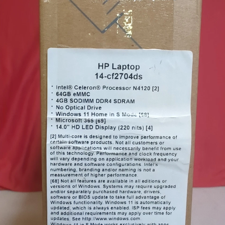 HP 14-cf2704ds 14" HD Laptop Intel Celeron N4120 1.10GHz 4GB RAM 64GB eMMC W11H - Image 2 of 4