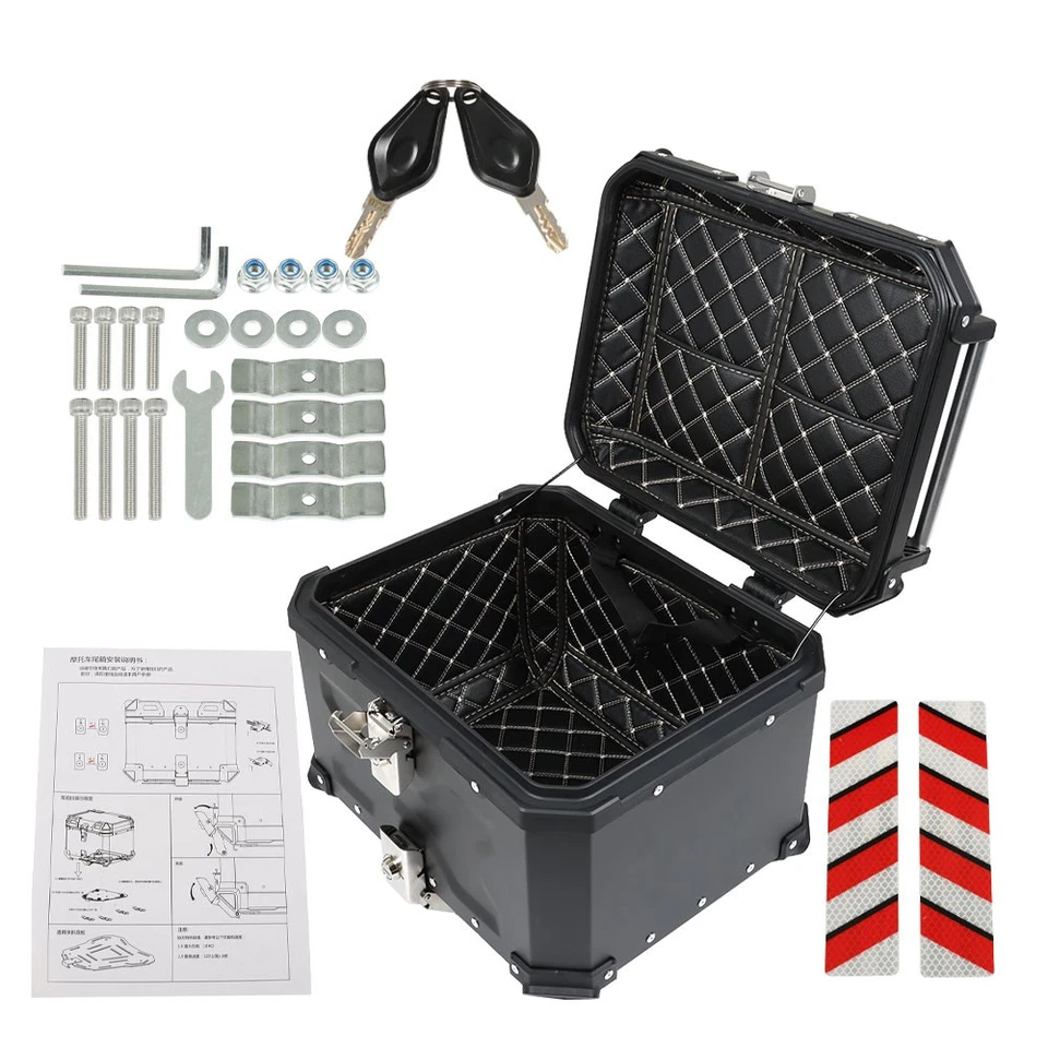 Tail Box Balck Motorcycle Luggage Waterproof Scooter Trunk Storage Top Case 45L - Image 4 of 4