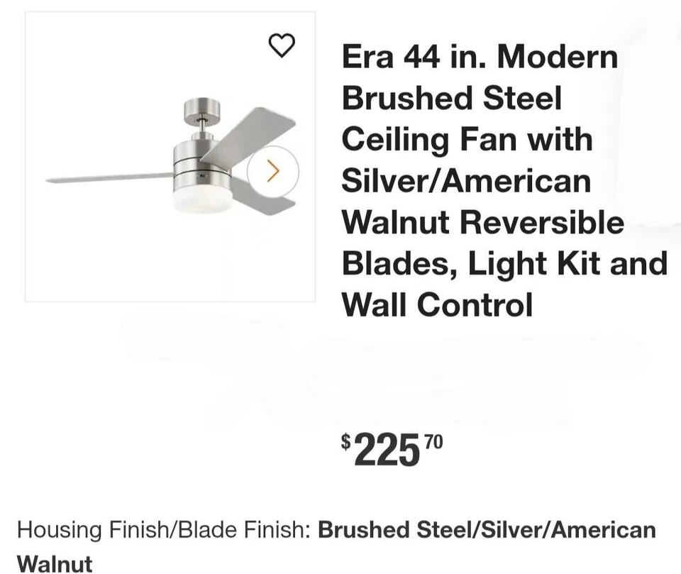 Monte Carlo Era-3 Blade Ceiling Fan/Light Kit In Modern Style-44in Brushed Steel - Image 2 of 4