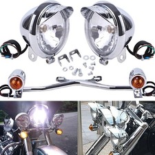 🔥Pair Motorcycle Driving Spot Fog Light Bar W/ Bracket Turn Signal For Honda US