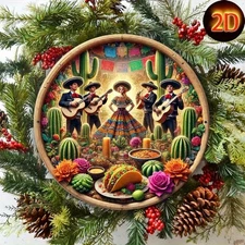 Old Fashion Mexican Mariachi Band Round Aluminum Sign 3.15inch