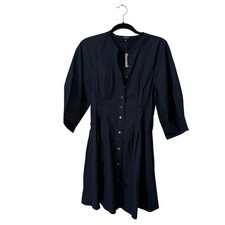 Madewell Sculptural-Sleeve Pleated Mini Dress navy size 4