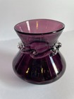 Beautiful Purple Hand Blown Squat (Pilgrim ?) vase 3 inches tall 