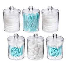 WEISHI 6 Pack Qtip Holder Dispenser -Cotton Ball, Swab, Round Pads, Floss , S...
