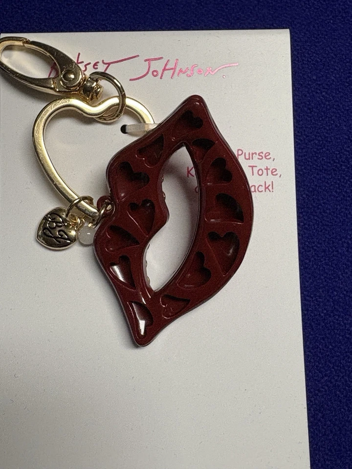 BETSEY JOHNSON Labios Rojos Estrás Llavero Cartera Bolso Dije Nuevo con Etiquetas Foto 3 de 4