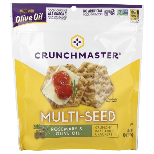 Multi-Seed, Crunchy, Baked Rice Crackers, Rosemary & Olive Oil, 4 oz (113 g)