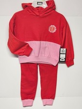 DKNY Girls Size 4, 2 Piece Outfit, Riot Red/Pink Real Love Jogger Set Track Suit