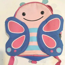 Skip Hop Kids Zoo Backpack: Butterfly Design, Pink and Blue. Adjustable Straps.
