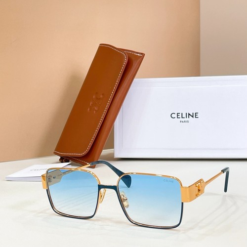 CELINE CL1576LU Gold Square Sunglasses Blue Gradient Lenses 57-17-145