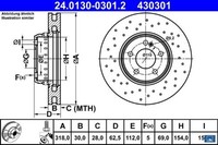 2X Bremsscheibe ATE 24.0130-0301.2 2 Bremsscheiben Vorderachse Vorne