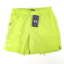 Under Armour Tech Youth Medium 2-in-1 Woven Shorts - Green Vibe/White