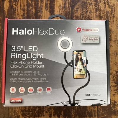 Halo Flex Duo 3.5'' LED RingLight-Flex Phone Holder-Clip USB Power - New